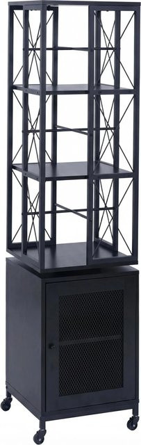 Bücherregal MCW-P13 Industrial Design aus Metall und Melamin in Schwarz, H x B x T: 162 x 40 x 42 cm - Bild 2