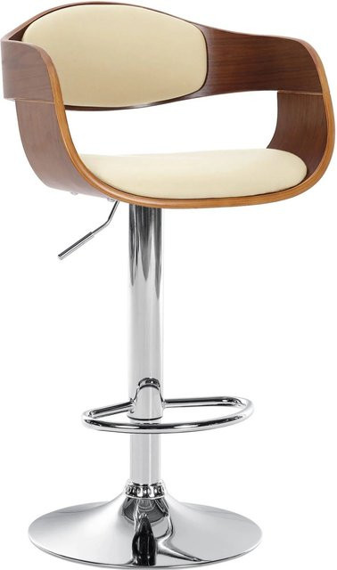 DELUKE Barhocker NADAN höhenverstellbar und drehbar aus Kunstleder in Walnuss/creme, B/T/H: 50 x 48 x 88 cm - Bild 1