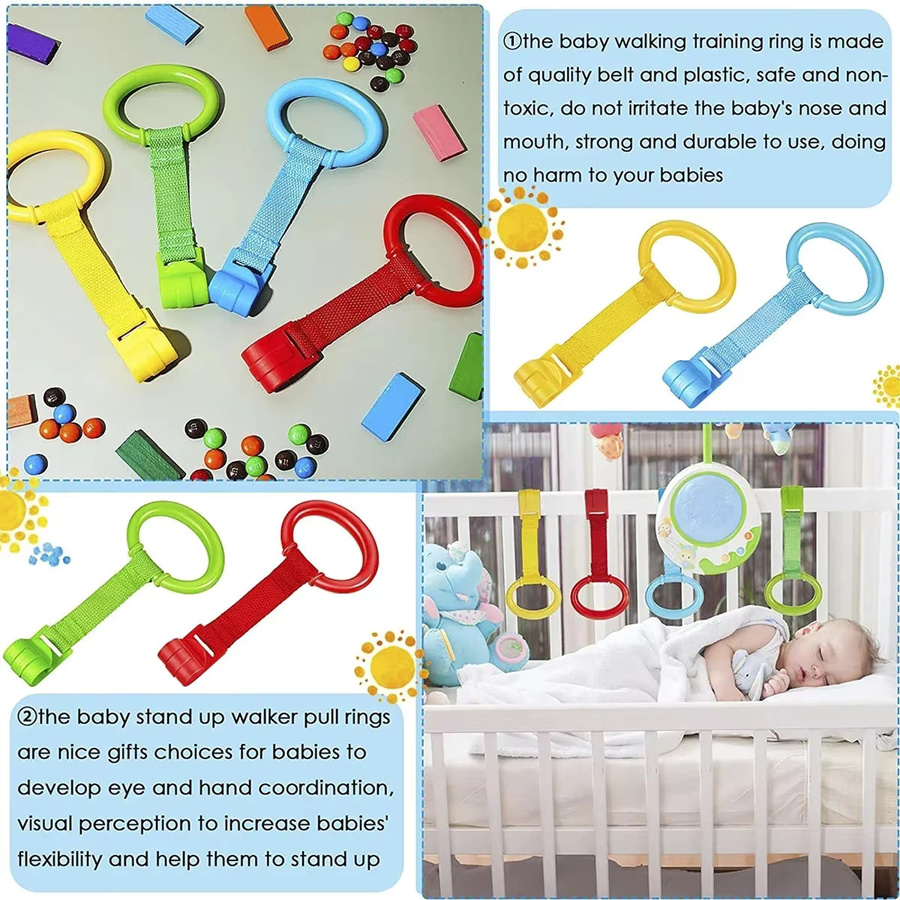 vvocci 4er-Set Babybett-Ziehringe als ergonomische Lauflernhilfe und Aufstehhilfe in Multicolor - Bild 3