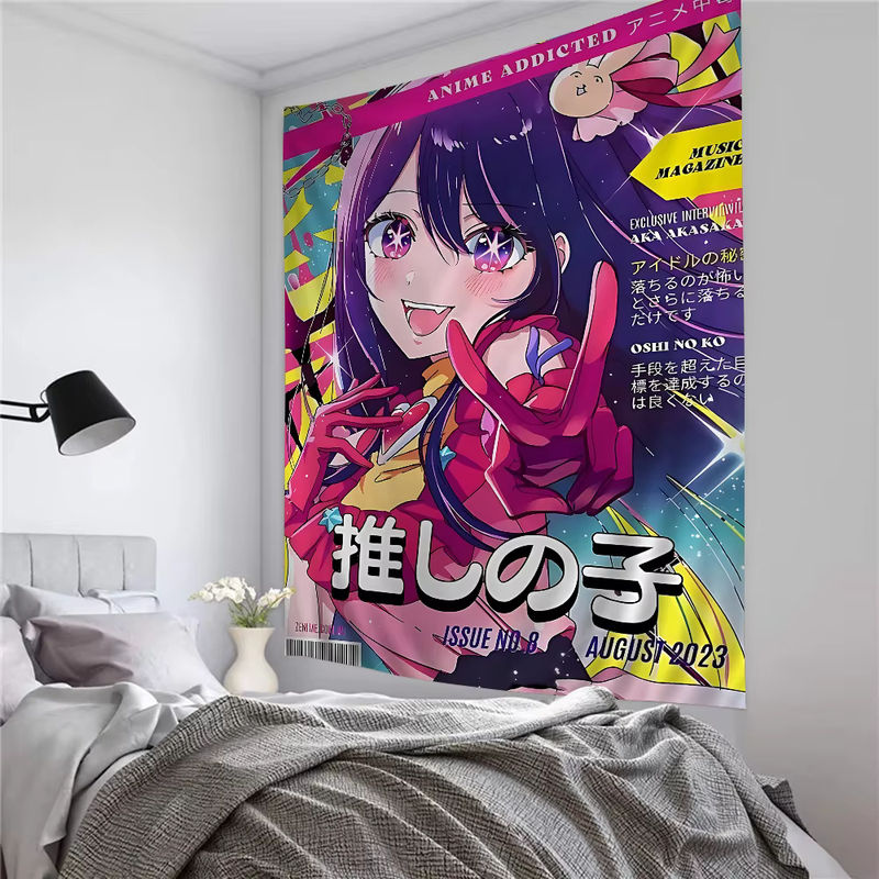 Potdemiel Wandteppich Oshi No Ko Anime Mandala Wandbehang im Bohemian Stil, Multicolor - Bild 6