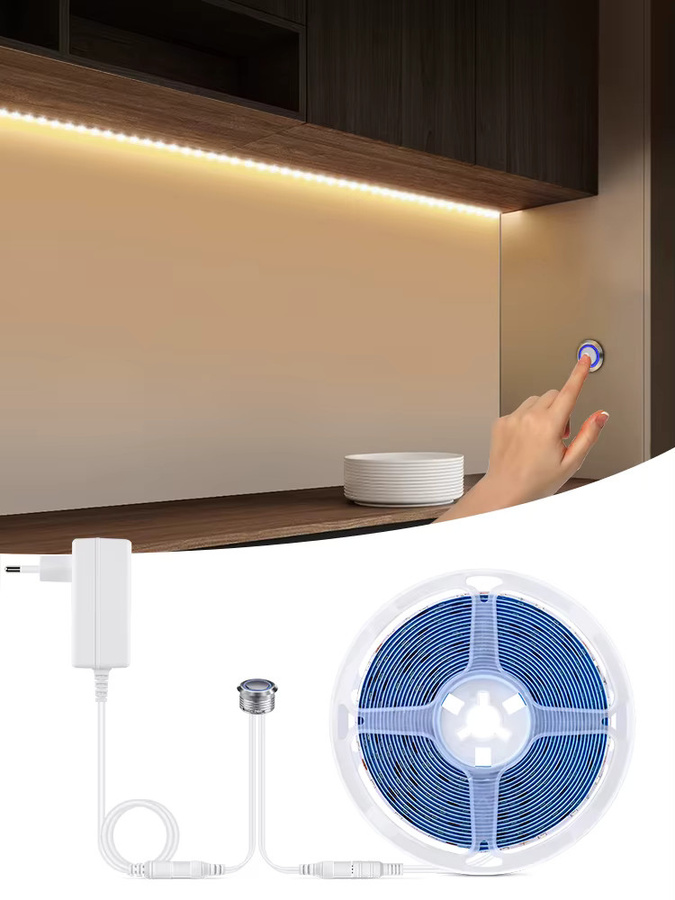 Guillermo DC 12V Metall-Einbau-Touchsensor-Schalter in Silber für stufenlos dimmbare LED-Beleuchtung, Warmweiß - Bild 4