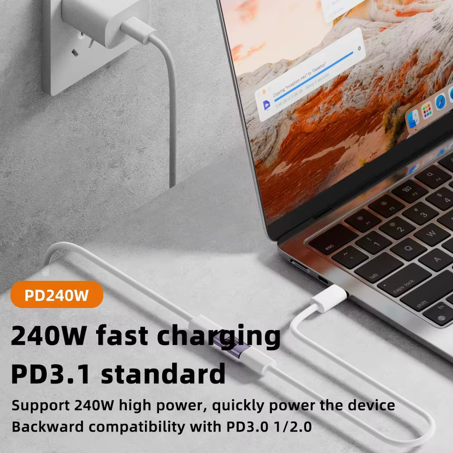 PD 240 W Typ-C-Adapter Thunderbolt 4 USB-C-Koppler mit 80 Gbit/s Datenübertragung und 16K bei 60 Hz, Schwarz - Bild 2