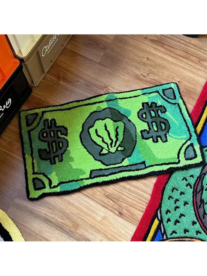 VIKAMA Kreativer Dollar-Teppich, rutschfest und weich, grün, rechteckig - Bild 3