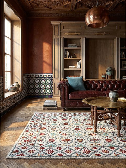 Wollteppich Orient Kadima Design in Rot-Blau mit Blumengitter-Muster, Breite: 120 cm, Tiefe: 170 cm - Bild 1