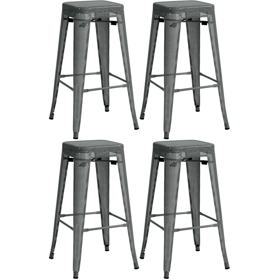 DELUKE Barhocker SEOUL 4er Set Grau Metall Industriedesign ohne Lehne - Bild 2