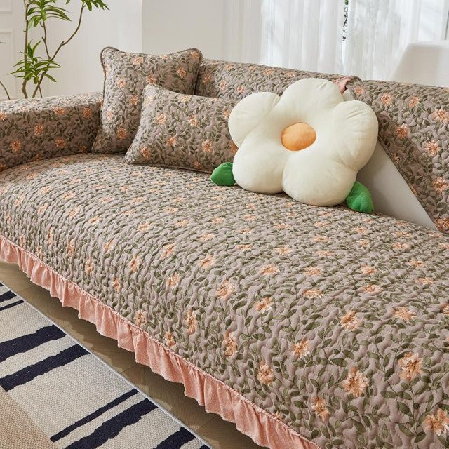 Sofabezug im Retro-Pastoral-Stil aus Baumwolle und Polyester, Mehrfarbig, Breite: 70 cm, Länge: 210 cm - Bild 1