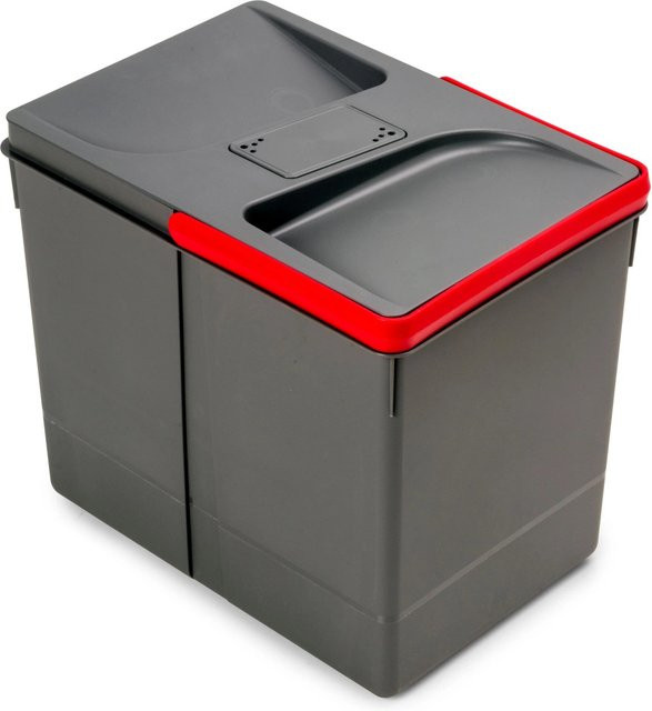 Emuca Recycle-Küchenschubladenbehälter mit geruchsdichtem Deckel, Anthrazitgrau, Höhe: 21,6 cm, 2 x 12 l und 2 x 6 l - Bild 1