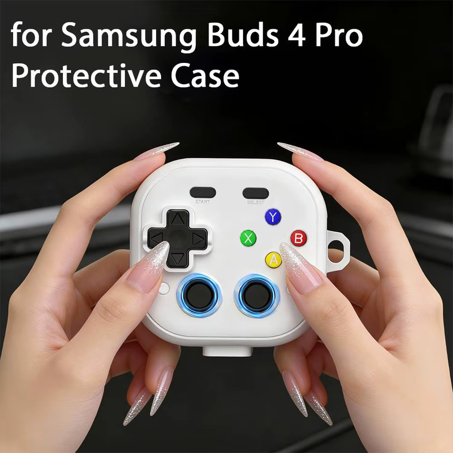 Samsung Spielhülle für Buds4/4pro in Weiß mit klassischem Spieler-Design und 3D-Tasten - Bild 2