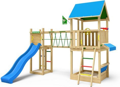 JUNGLE GYM Spielturm Coupe in Blau und Grün, B/T/H: 307 x 344 x 301 cm - Bild 1