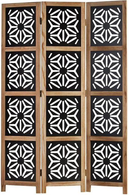 Homestyle4u 3-tlg. Paravent mit orientalischer Ornamentik in Braun, B/H: 120 x 170 cm - Bild 1
