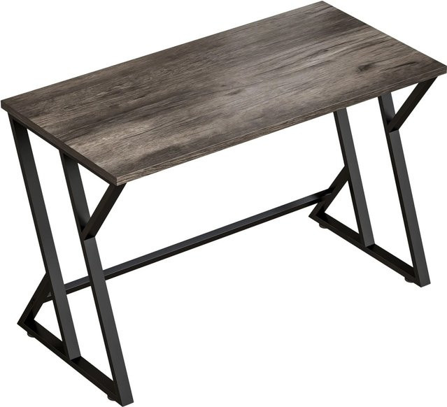 HOMCOM Schreibtisch aus Spanplatte und Metall in Grau mit Holzmaserung, B/T/H: 120 x 60 x 76,5 cm - Bild 1