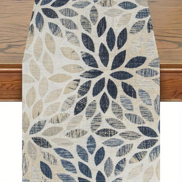VIKAMA Tischläufer aus Leinen mit Blumenmuster im Landhausstil, Rechteckig, Breite: 33 cm, Länge: 90 cm - Bild 1