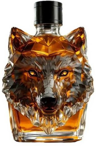 Dekorative Whiskykaraffe aus Glas in Wolfskopf-Form, transparent, 300 ml - Bild 1