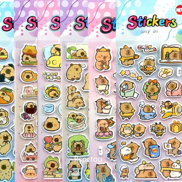 Charile Capybara 3D Puffy Relief Aufkleber, 6-teiliges Set, multicolour - Bild 1