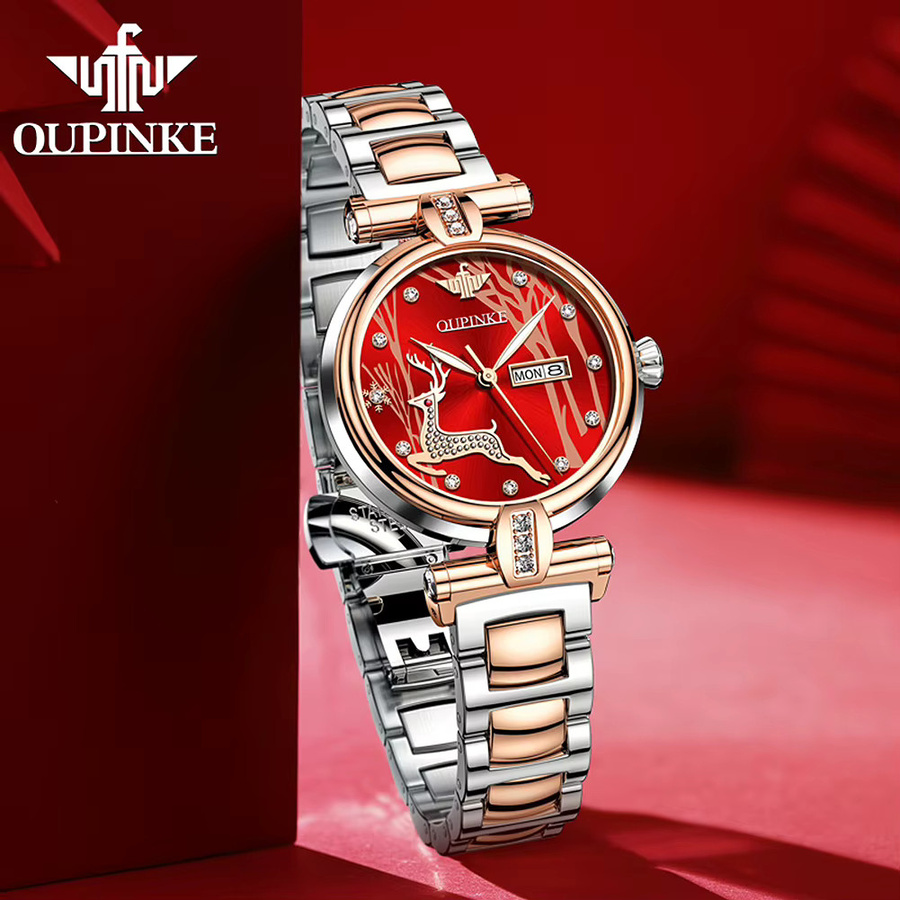 OUPINKE Armbanduhr, Automatik, Edelstahl, Roségold, Diamant, Damen - Bild 2