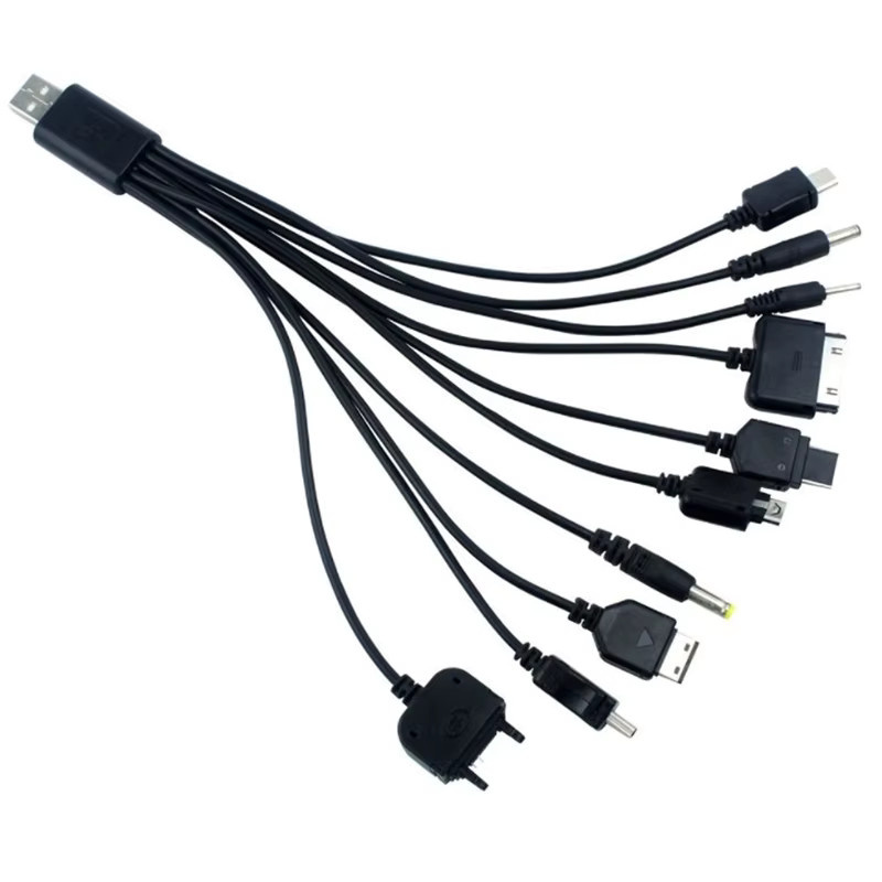 SAFENH 10-in-1 Multifunktions-USB-Datenübertragungskabel als universeller Multi-Pin-Ladegerät-Adapter in Schwarz - Bild 2