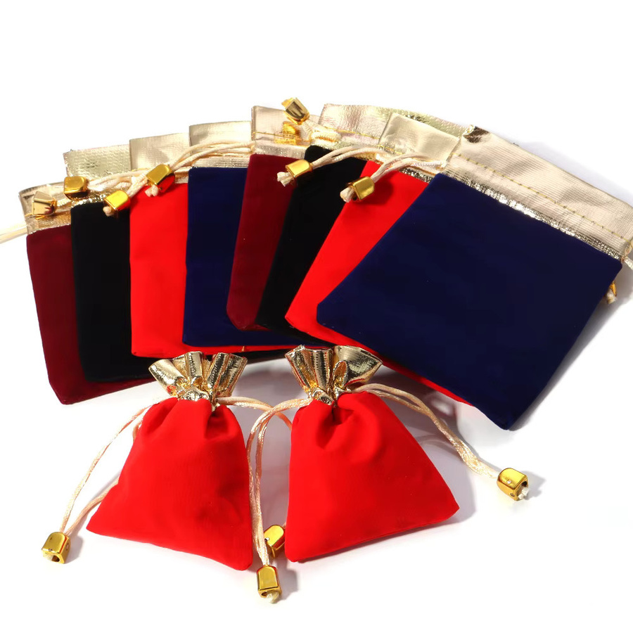Samt Geschenktaschen mit Kordelzug in Gold für Schmuck und Geschenke - Bild 2