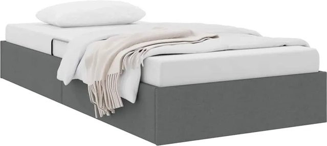 vidaXL Aufbewahrungsbett mit Kopfteil in Dunkelgrau aus Stoff und Metall, B/T/H: 90 x 193 x 78 cm - Bild 1