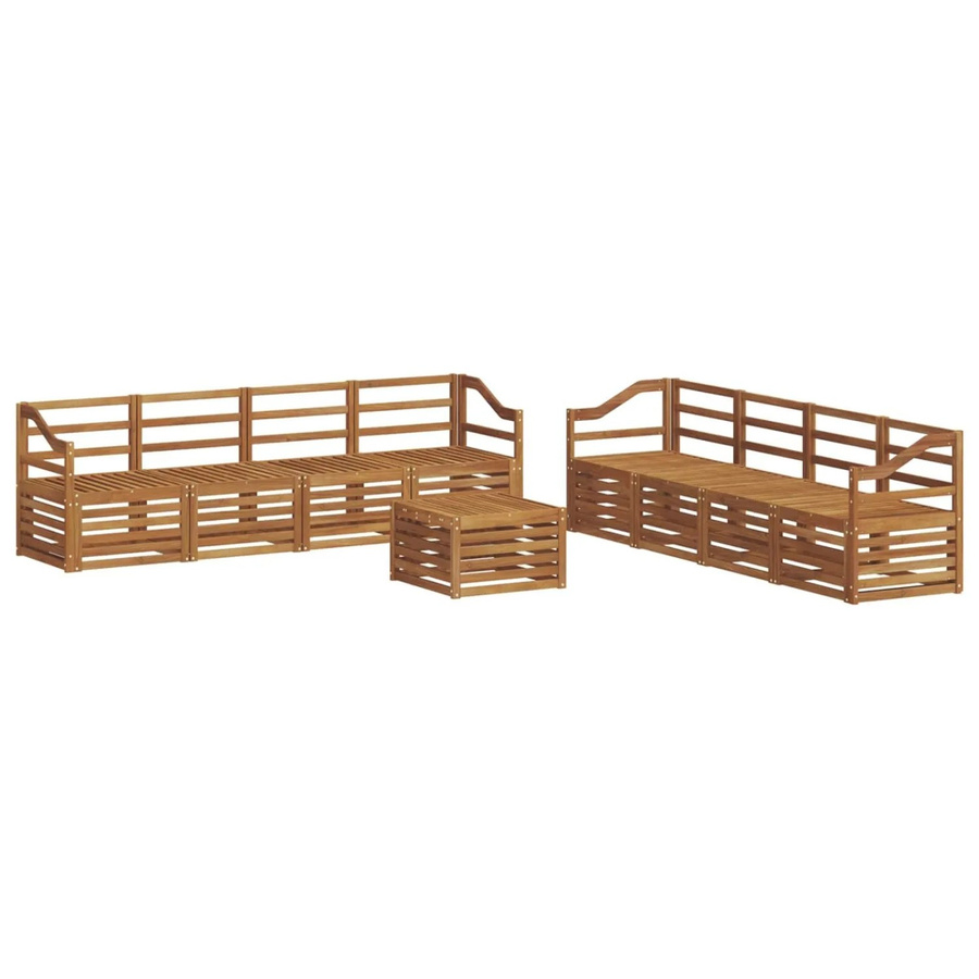 vidaXL Sofagarnitur 9-teilig aus Massivholz Akazie in Natur Braun mit Latten-Design - Bild 2