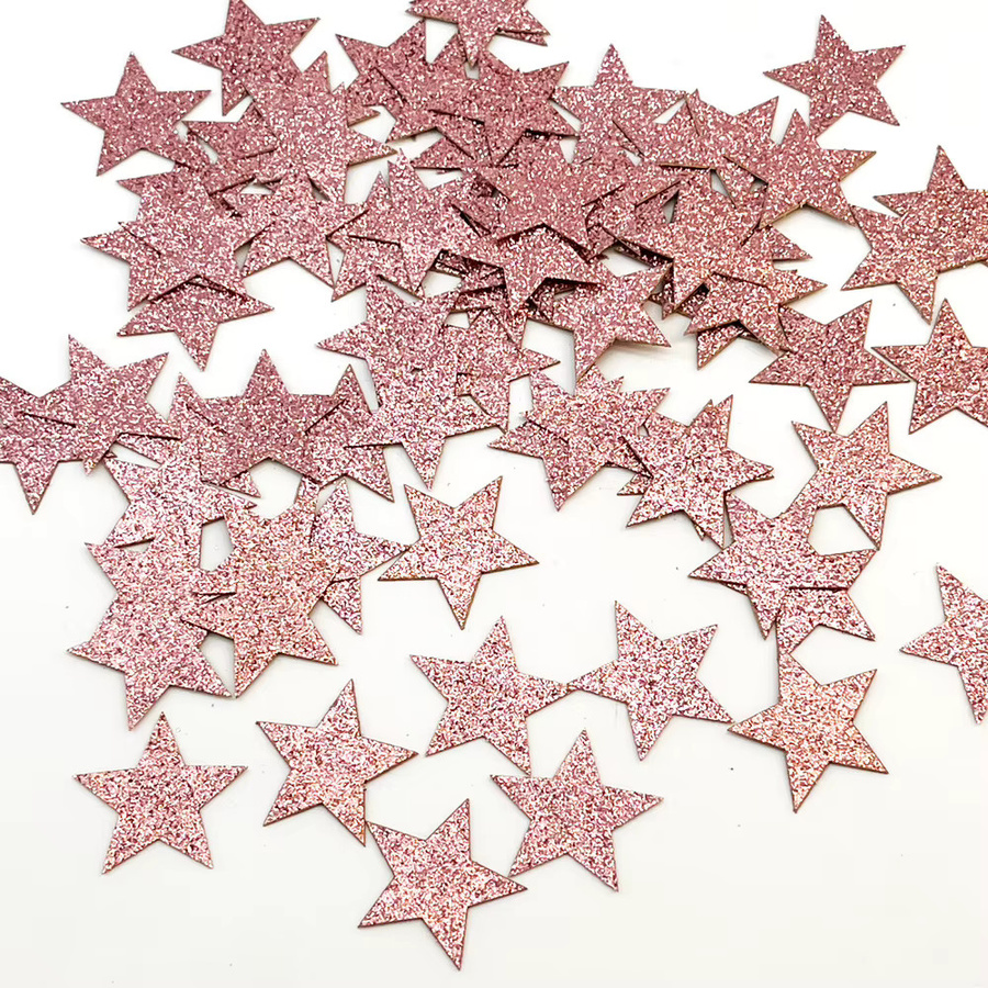 Glitzerpapier-Reste in Herz- und Pentagramm-Form für Hochzeiten, Geburtstage und Partys, Mehrfarbig und Pink, 100 Stück - Bild 1