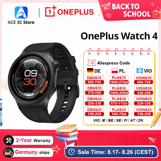 OnePlus Watch 4 Smartwatch mit 1,5 Zoll Display, Wear OS by Google, Snapdragon W5, Farbe: Schwarz - Bild 1