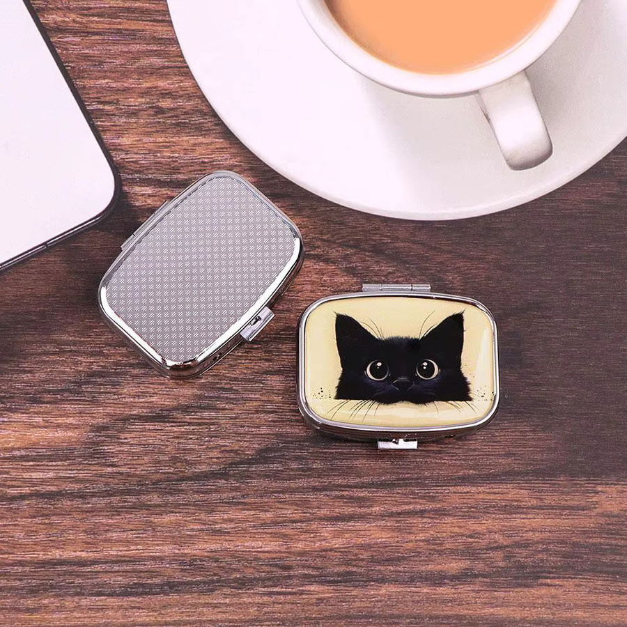 jaysuing Pillendose, Schwarzes Katzen-Design, 2-Fach, Unisex, Schwarz - Bild 4