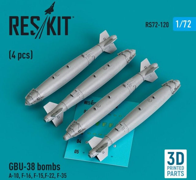 ResKit Models GBU-38 Bombs, 4-teiliges Set, 3D Printed - Bild 1