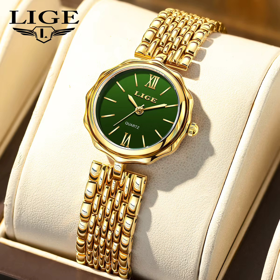 LIGE Armbanduhr Quarz, Edelstahl, Silber, Grün, Damen - Bild 5