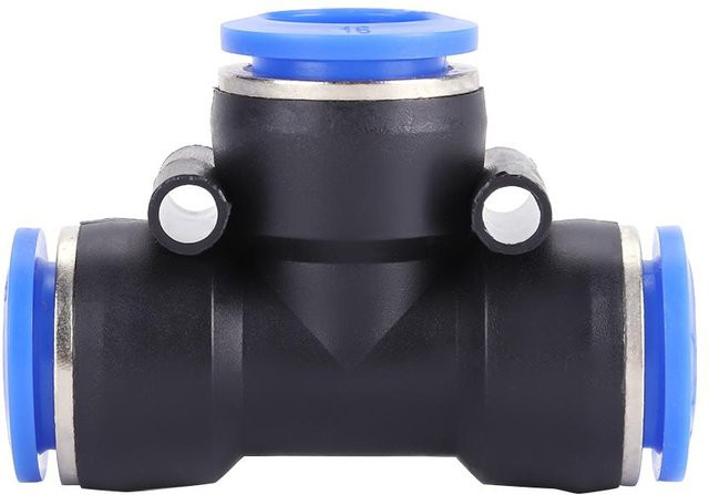 35 Stück Fishine Pneumatische 3-Wege T-Stück Verbindungsverbinder Schnellkupplungen für Luftschläuche aus Kunststoff in Blau und Schwarz - Bild 1
