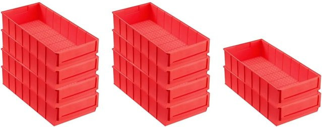 PROREGAL SparSet 10x Rote Industriebox Sortimentskasten aus Kunststoff, H x B x T: 8,1 x 18,3 x 40 cm - Bild 1