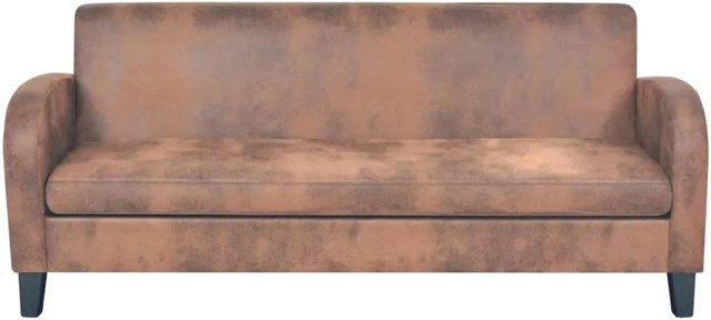 vidaXL 3-Sitzer Sofa im Vintage-Design aus Kunstleder und Massivholz in Braun, B/T/H: 183 x 70 x 76 cm - Bild 1