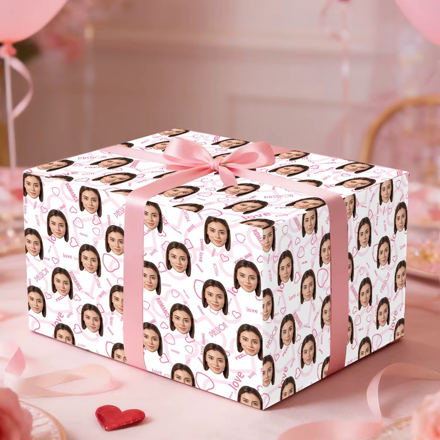 Joy-enlife Personalisiertes Geschenkpapier mit Foto und buntem Herzmuster für Valentinstag, Hochzeit oder Partys, Mehrfarbig - Bild 4