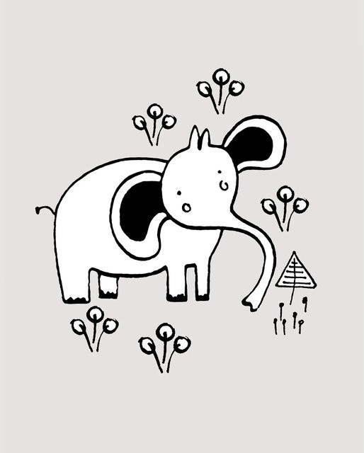 Komar Wandbild Scribble Elephant Multicolor B: 40 cm, H: 50 cm - Bild 1