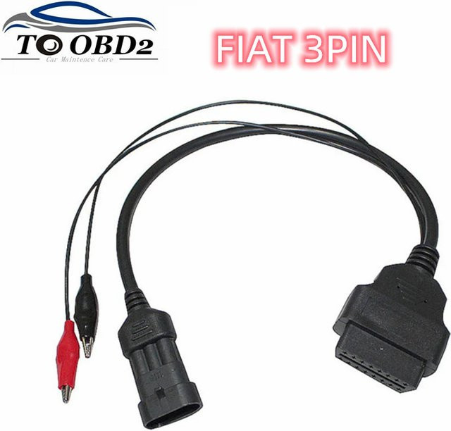 OBD2 Diagnoseadapter 3-Pin auf 16-Pin Stecker für Fiat, Alfa Romeo und Lancia in Schwarz - Bild 1