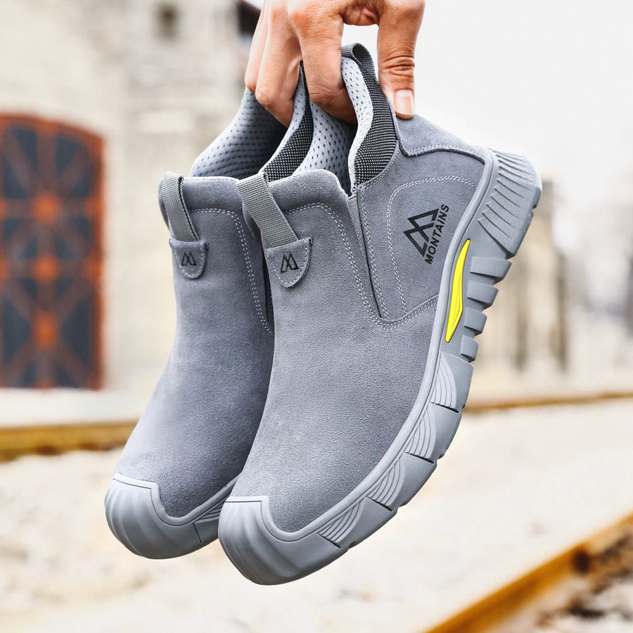 QUELERK Sicherheitsschuhe für Männer in Grau mit Stahlkappe und Durchtrittschutz im Sneaker-Design - Bild 6