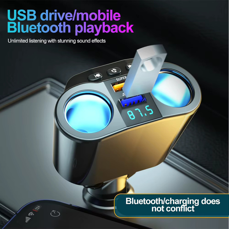 Auto Zigarettenanzünder Splitter Adapter mit Dual USB QC3.0 Schnellladefunktion in Schwarz für 12V/24V Fahrzeuge - Bild 3