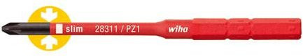 Wiha SlimBit Electric Wechselklinge Pozidriv PZ1, VDE isoliert, rot, 75 mm Länge, 6,0 mm Durchmesser - Bild 1