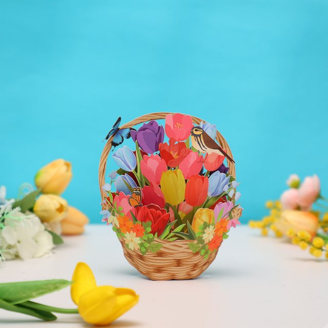 Opjoys 3D-Grußkarte mit Tulpen-Blumenstrauß in Mehrfarbig - Bild 1