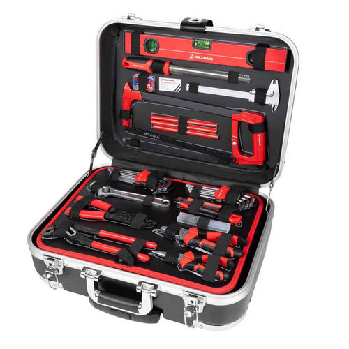 Holzmann-Maschinen Werkzeugkoffer WZK167PRO bestückt und abschließbar Schwarz-Rot B/T/H: 48,5 x 36,5 x 19,5 cm - Bild 1