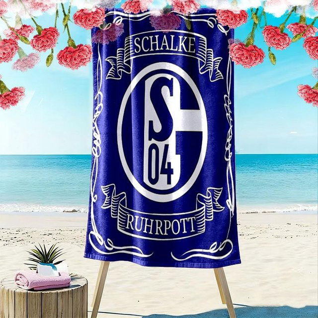 FC Schalke 04 Strandtuch My City Home Blau, großes weiches und schnelltrocknendes Handtuch für Strand und Camping, B/H: 70 x 140 cm - Bild 1