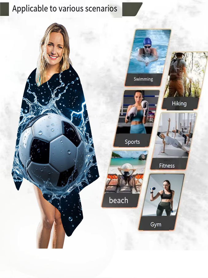 SRH Fußball Strandtuch mit personalisiertem Namen, schnell trocknendes Microfaser Badetuch für Erwachsene und Kinder, B/H: 150 x 75 cm - Bild 4