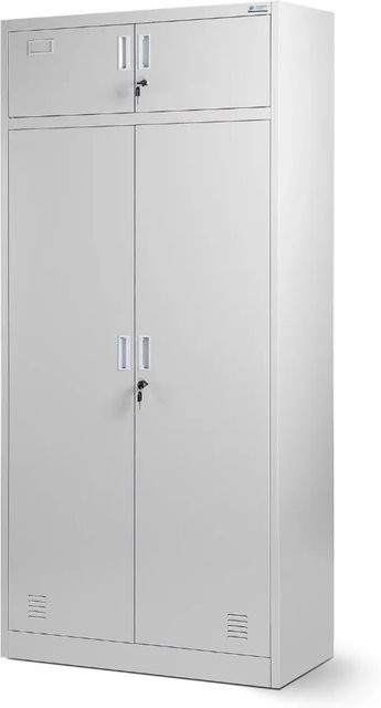 JAN NOWAK Mehrzweckschrank BORYS aus Metall in Grau mit Erweiterung, Archivschrank und Spind für Büro und Werkstatt, H x B x T: 185 x 90 x 50 cm - Bild 1