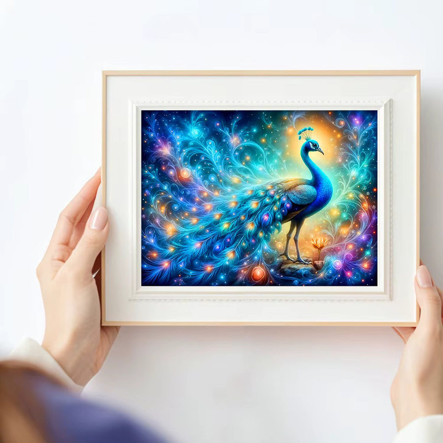 Huacan DIY Diamantmalerei Pfau als Stickerei-Set in Multicolour, B/H: 30 x 20 cm - Bild 3