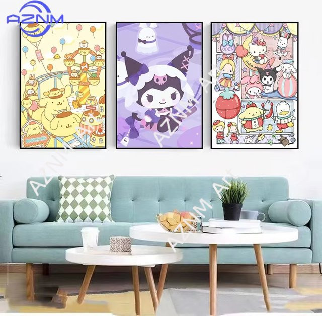 Sanrio Kuromi und Melody Anime Leinwanddruck Wandkunst für dein Kinderzimmer in Mehrfarbig - Bild 1