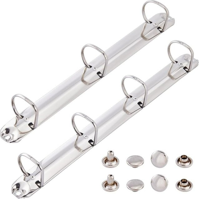 2 Stück Ersatz-Mechanismus für A4 Binder aus Stahl in Silber für 3-Ring und 4-Ring Ordner - Bild 1