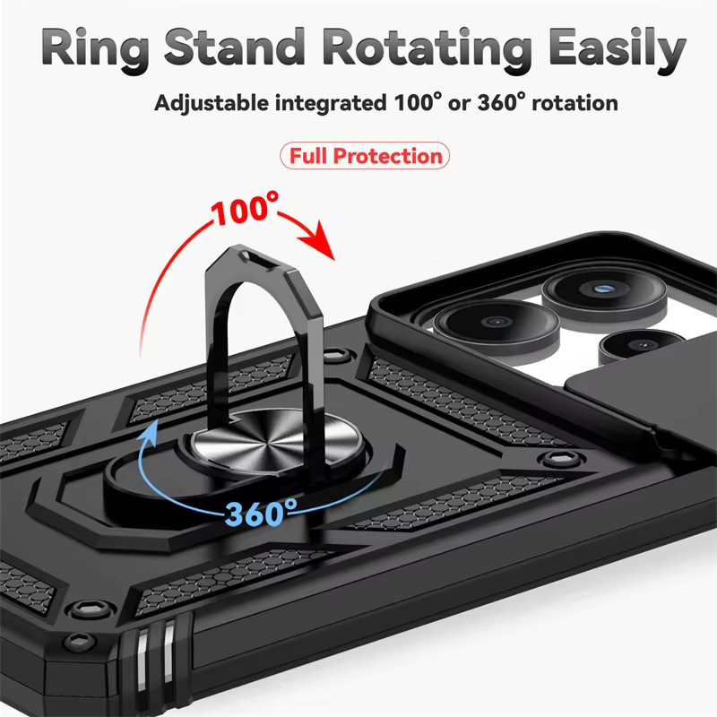 Stoßfeste Schutzhülle für Xiaomi Redmi Note 14 4G mit magnetischem Ring für die Auto-Halterung in Schwarz und Rot - Bild 5