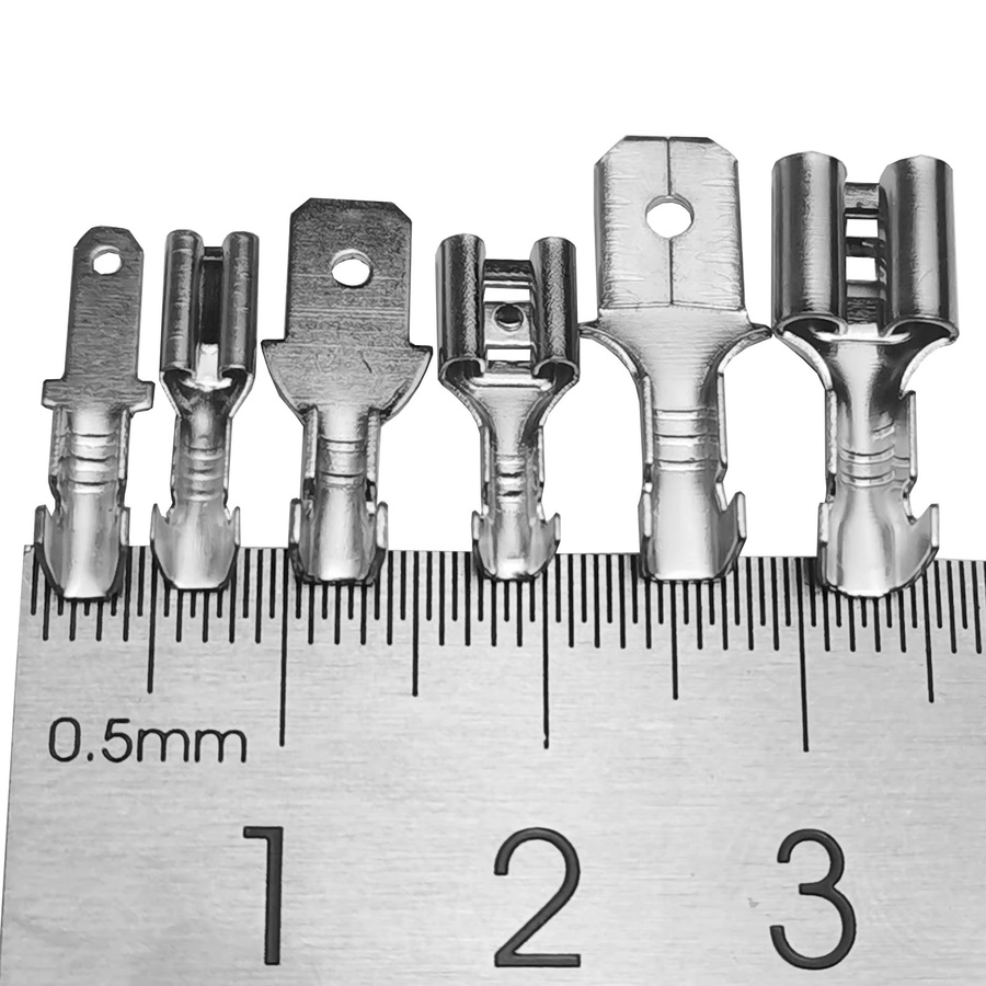 Verzinntes Messing Kaltcrimper Terminal Set mit Steckern und Flachsteckern in Silber für Auto und Lautsprecher - Bild 3