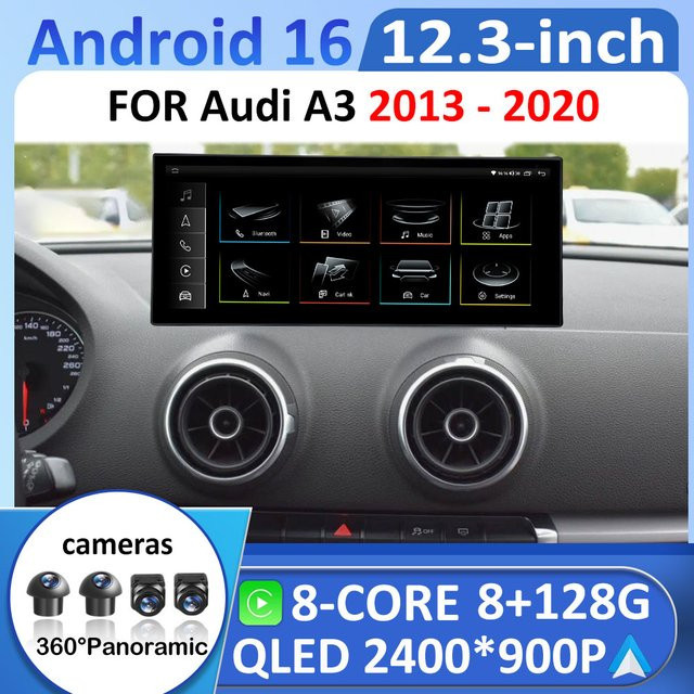 LIARO-NAVI Android 16 Autoradio für Audi A3 (2013-2020) mit 8 Kern, 8+128GB, QLED Touchscreen, Carplay, WIFI, 4G, GPS und Bluetooth in Schwarz - Bild 1