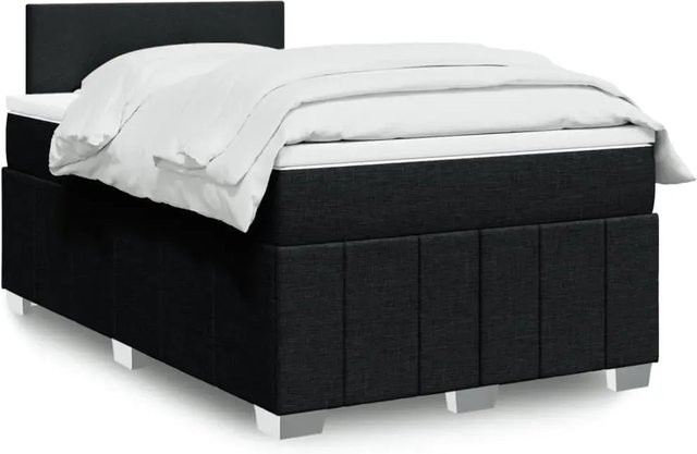 vidaXL Boxspringbett mit Matratze Schwarz Stoff B/T/H: 120 x 190 x 100,5 cm mit USB-Anschluss und Unterbettbeleuchtung - Bild 1