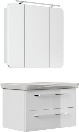 FACKELMANN Waschplatz-Set MILANO in Weiß mit LED-Beleuchtung und Soft-Close-Türen, B/T/H: 90 x 54 x 55,2 cm - Bild 1